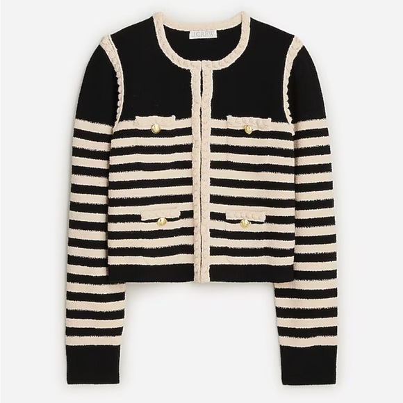 J. Crew Odette sweater lady jacket in striped bouclé NEW Size large RARE - Picture 2 of 15